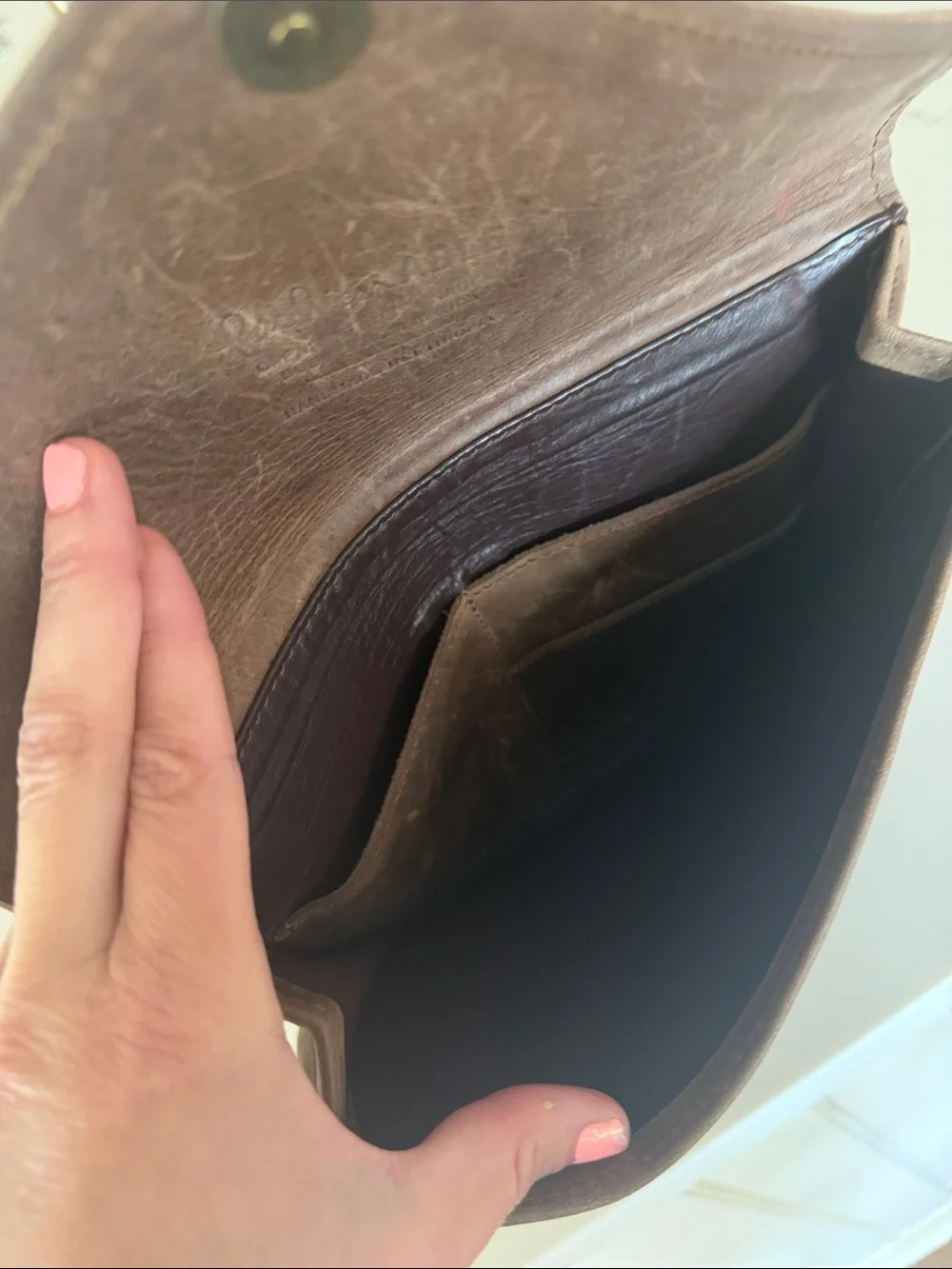 Sleek Brown Leather Envelope Clutch